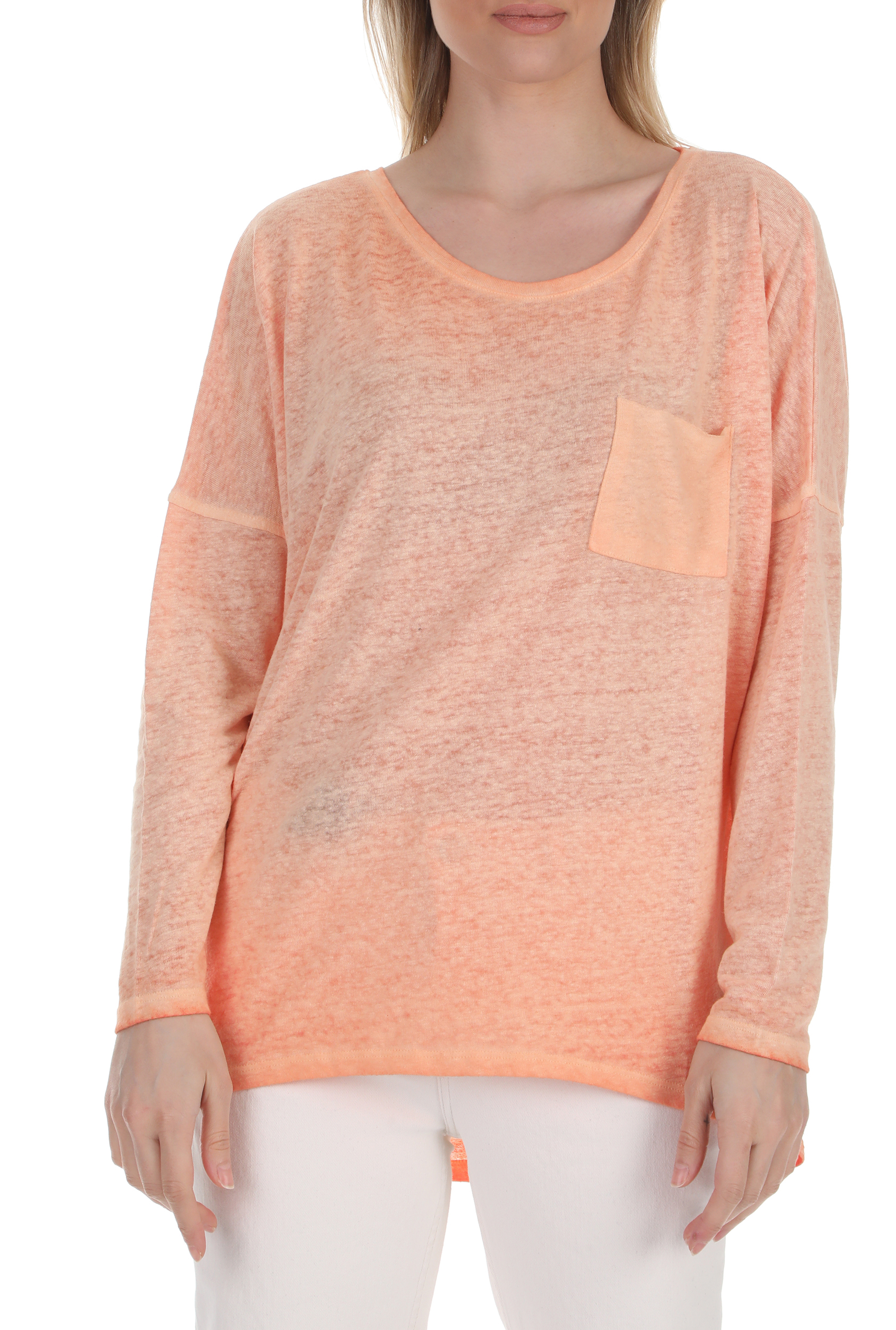 COTTON CANDY - Γυναικεία μπλούζα COTTON CANDY OIL-DYE LINNEN πορτοκαλί Γυναικεία/Ρούχα/Μπλούζες/Μακρυμάνικες